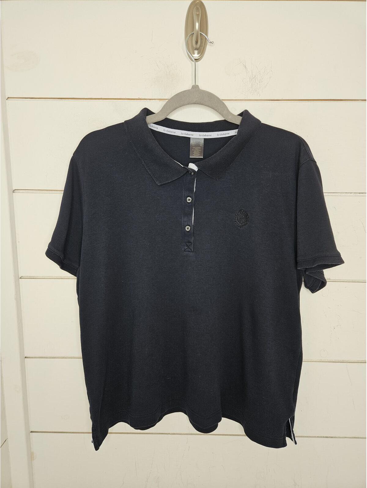 Liz Claiborne Xl Navy Blue Polo With Crest